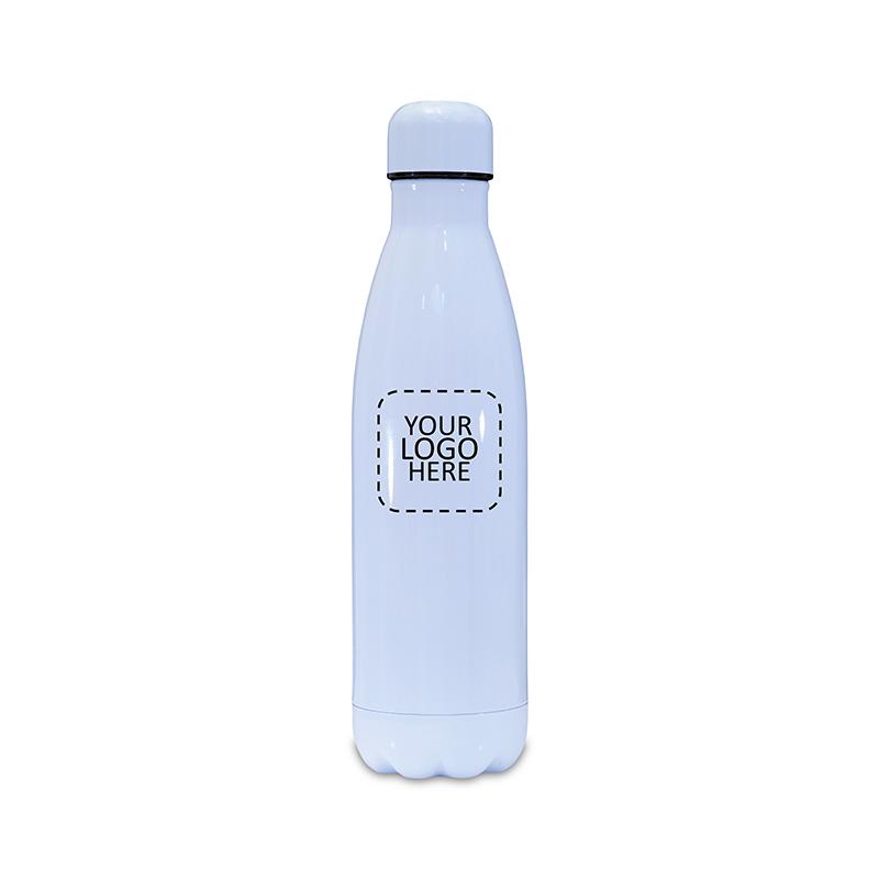 Double Walled Vaccuam Insulated Thermal Bottle White with logo